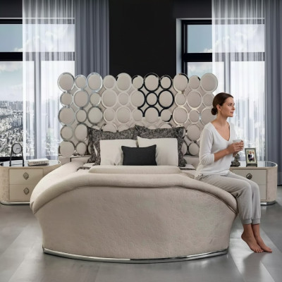 Chambre Lit 2x Tables de chevet Lits de luxe Ensemble complet de meubles de design