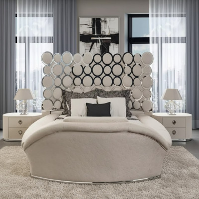 Chambre Lit 2x Tables de chevet Lits de luxe Ensemble complet de meubles de design