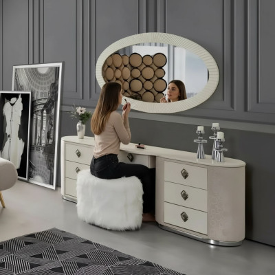 Coiffeuse Ensemble Console Miroir Chambre Mobilier Design Tabouret Set nouveau