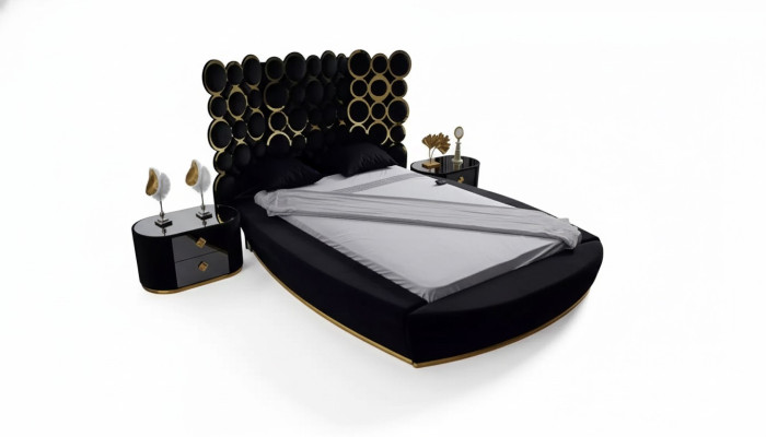 Lit de designer lits en tissu de luxe Chambre à coucher Lit double 200x200cm cadre de lit