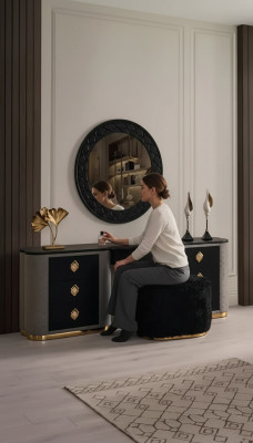 Coiffeuse Ensemble de console de miroir de salle de conception de meubles de chambre de table de toilette nouveau