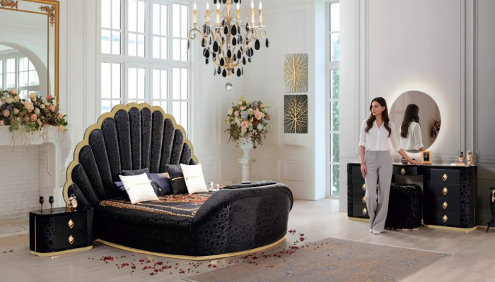Mobilier de chambre moderne et luxueux fabriqué avec des tissus de haute qualité et du bois robuste