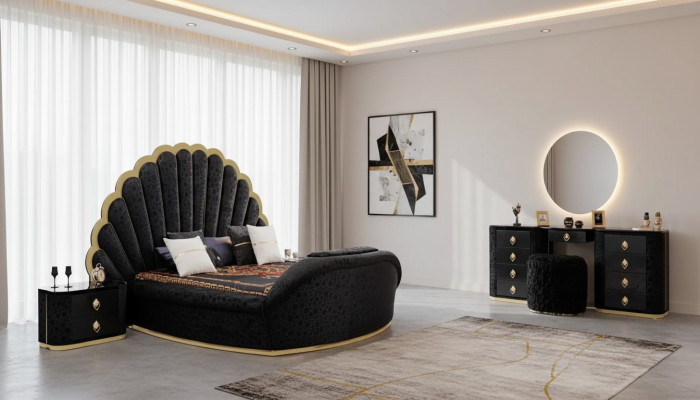 Mobilier de chambre moderne et luxueux fabriqué avec des tissus de haute qualité et du bois robuste