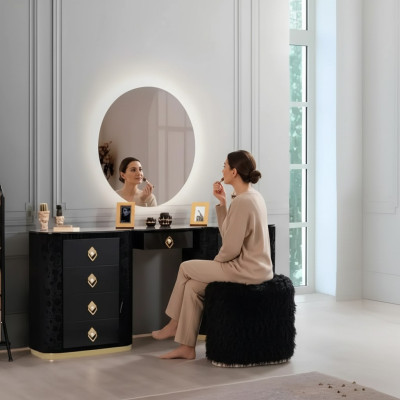 Table de toilette Ensemble de console Miroir Mobilier de chambre Design Ensemble de tabouret Nouveau