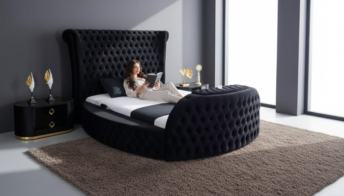 Lit noir Chesterfield lit moderne Lit double lit moderne lit rembourré