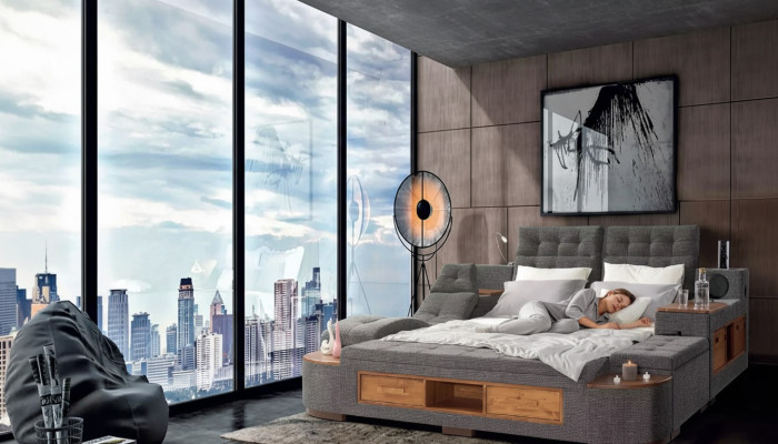 Lit double multifonctionnel avec structure moderne 180x200cm nouvel hôtel