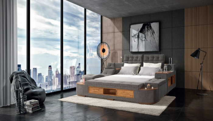 Lit double multifonctionnel avec structure moderne 180x200cm nouvel hôtel