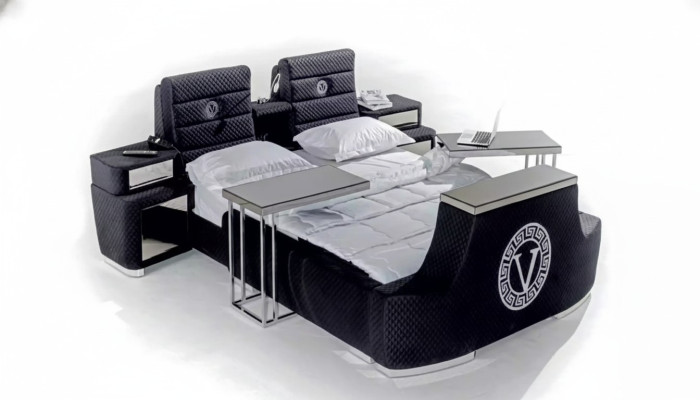 Lit double moderne Lit double de luxe bleu Lit moderne design cadre de lit neuf