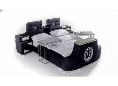 Lit double moderne Lit double de luxe bleu Lit moderne design cadre de lit neuf
