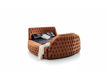 Lit Chesterfield Design Rembourré de Luxe Lit Hôtel Brun avec Télévision