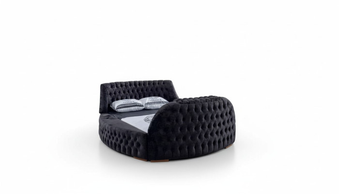Conception de lit Chesterfield noir Revêtement Meubles Lit de luxe Mediédia Lit d'hôtel.