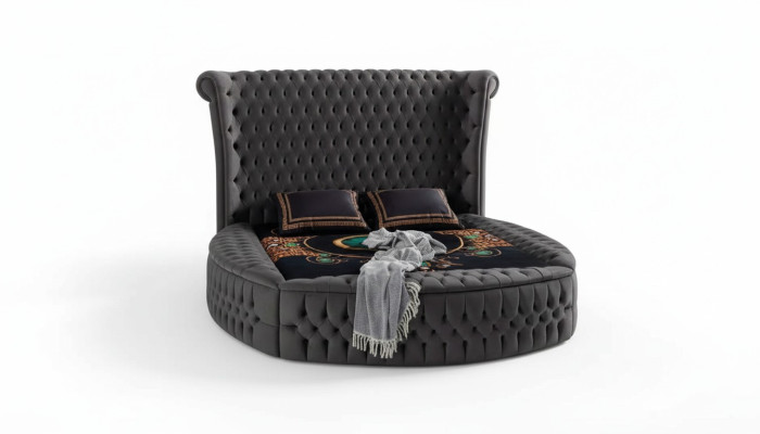 Lit Chesterfield Lit rembourré de luxe Lit de chambre Design Lits Textile Velours nouveau