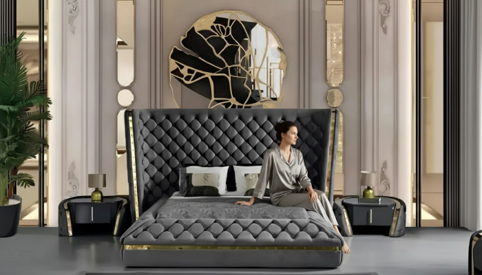 Design de rembourrage de lit de chambre de luxe. Lits doubles de luxe pour hôtel Chesterfield.