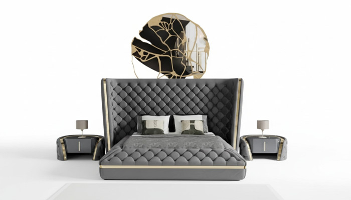 Design de rembourrage de lit de chambre de luxe. Lits doubles de luxe pour hôtel Chesterfield.
