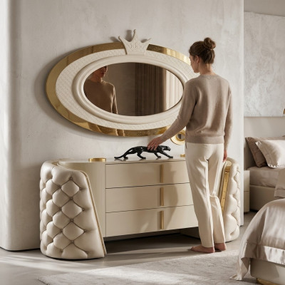 Coiffeuse Miroir Console de luxe Commode Chambre Bois Design moderne