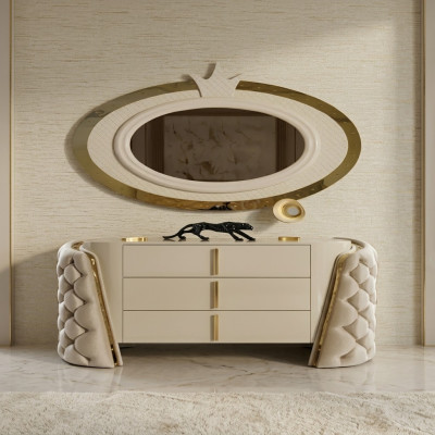 Coiffeuse Miroir Console de luxe Commode Chambre Bois Design moderne