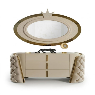 Coiffeuse Miroir Console de luxe Commode Chambre Bois Design moderne
