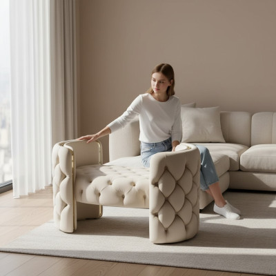 Tabouret moderne rembourré Meuble de pied Chambre blanche Design Ottoman nouveau