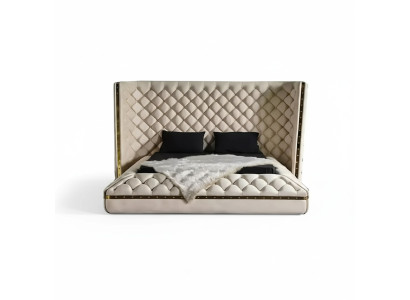 Lit Chesterfield blanc moderne Lit double pour hôtel Lit double neuf moderne