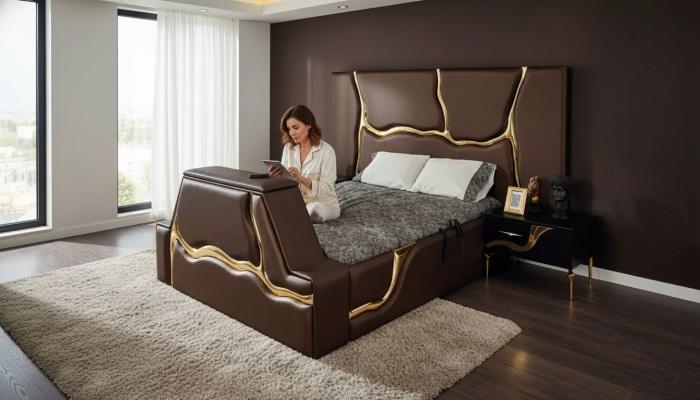 Conception Lit Rembourrage Lits Lit double Mariage Meubles Luxueux Chambre à coucher Cadre de lit
