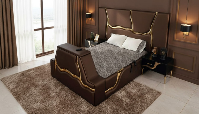 Conception Lit Rembourrage Lits Lit double Mariage Meubles Luxueux Chambre à coucher Cadre de lit