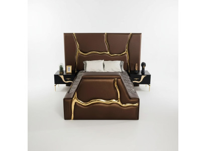 Chambre à coucher Lit 2x Tables de chevet Lits de luxe Ensemble complet de meubles de design 3 pcs.