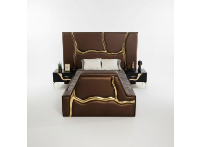 Chambre à coucher Lit 2x Tables de chevet Lits de luxe Ensemble complet de meubles de design 3 pcs.