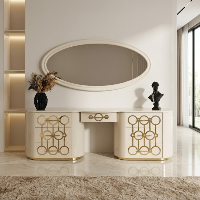 Ensemble de coiffeuse et miroir design pour la chambre à coucher dans un style moderne.