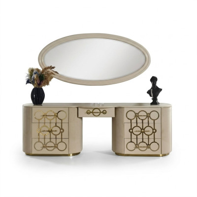 Ensemble de coiffeuse et miroir design pour la chambre à coucher dans un style moderne.