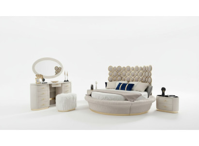 Ensemble de chambre moderne Lit + 2x Tables de chevet + Coiffeuse + Miroir 5 pièces