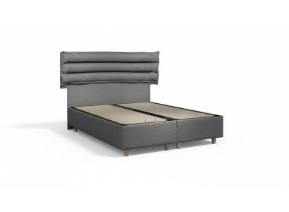 Lit de luxe avec matelas Ensemble complet, base de lit en velours gris 180x200