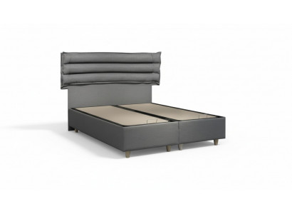 Lit de luxe avec matelas Ensemble complet, base de lit en velours gris 180x200