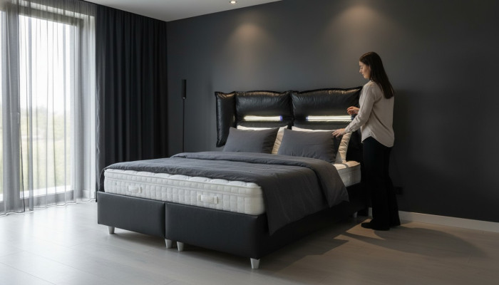 Lit design en bois double luxe mariage moderne cadre d'hôtel chambre de couchage lits