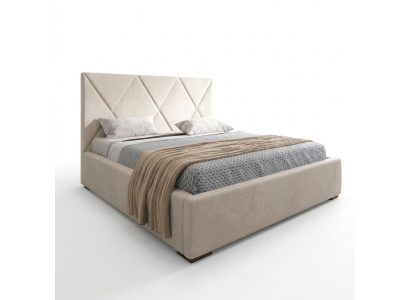 Lit beige Lit double Style Élégant Tissu d'ameublement de lit Chambre à coucher Moderne nouveau