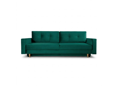 Fonctionnel et méga confortable canapé-lit trois places de luxe en vert.