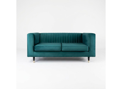 Canapé 2 places vert élégant design moderne de luxe en bois tissu rembourré neuf