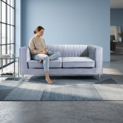 Canapé 2 places Gris Élégant Design Moderne de Luxe en Tissu d'Ameublement en Bois Nouveau