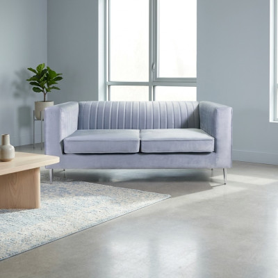 Canapé 2 places Gris Élégant Design Moderne de Luxe en Tissu d'Ameublement en Bois Nouveau