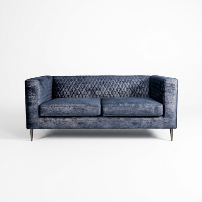 Canapé 2 places Bleu Design Moderne Élégant en Bois de Luxe  Tissu d'ameublement nouveau