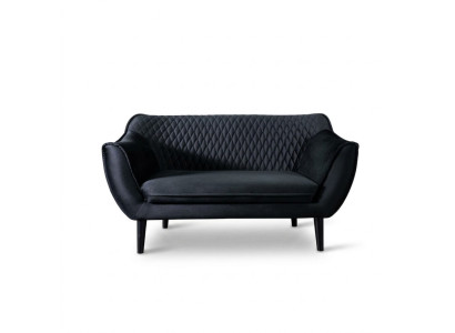 Canapé 2 places Noir Design Luxueux Moderne Salle de séjour Mobilier en Bois Tissu d'ameublement