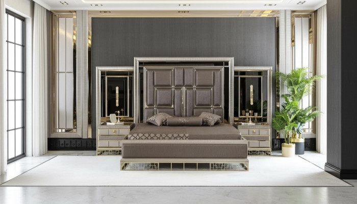 Lit marron Élégant Conception de Chambre Belle Lits Doubles de Luxe