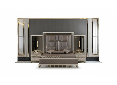 Lit marron Élégant Conception de Chambre Belle Lits Doubles de Luxe