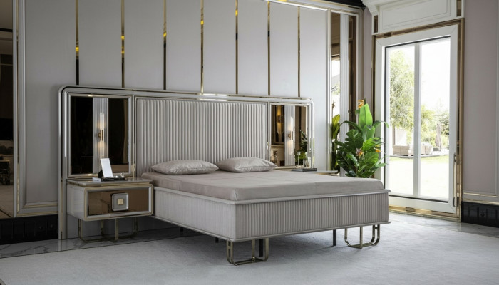 Lit Blanc Beau Design Moderne Lits Doubles Chambre Élégante Mobilier Neuf