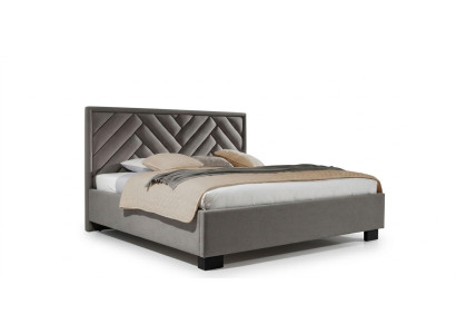 Ensemble de chambre à coucher Gris Lit Bois 2x Tables de chevet Élégant Moderne Beau neuf 3 pièces.