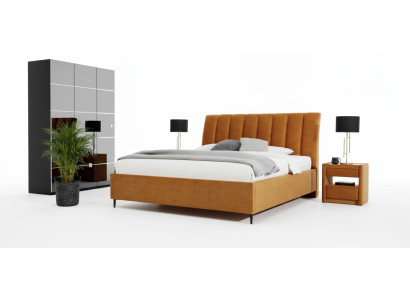 Buffet de luxe avec miroir, commode beige élégante, ensemble de meubles design moderne et neuf.