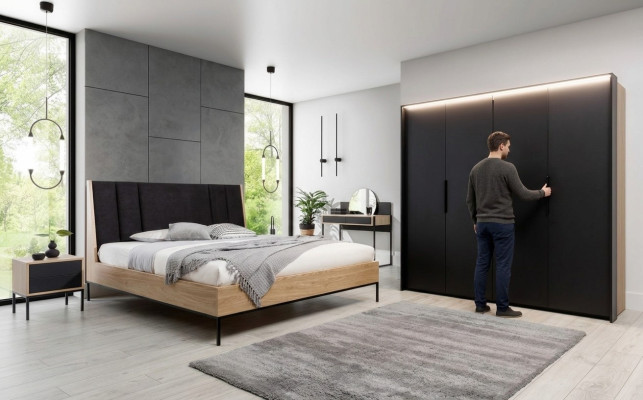 Armoire Noire Luxueuse en Bois Chambre Élégante Design Moderne