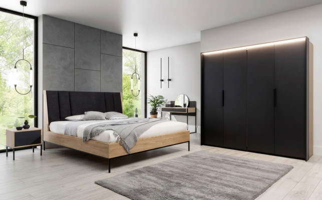Armoire Noire Luxueuse en Bois Chambre Élégante Design Moderne
