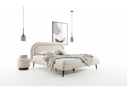 Ensemble de chambre Lit Blanc Élégant 2x Tables de chevet en bois de luxe Moderne 3 pièces.