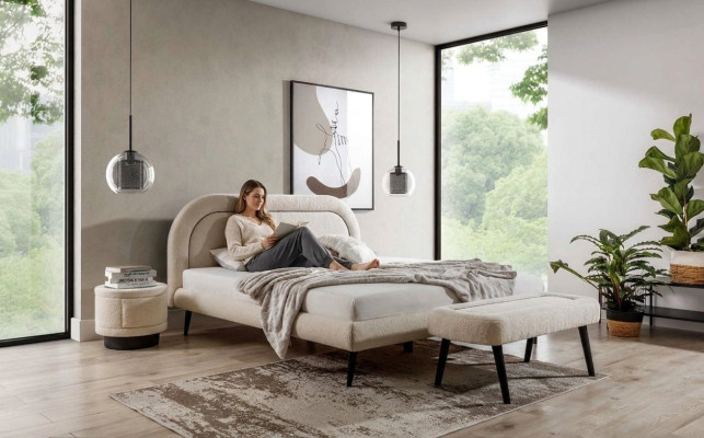 Lit Blanc Beau Design Moderne Lits Doubles Chambre Élégant Mobilier