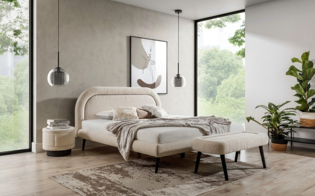 Lit Blanc Beau Design Moderne Lits Doubles Chambre Élégant Mobilier